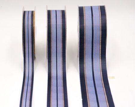 Темно-синій та Світло-синій Смугастий Тканинний Риббон Набір_AI